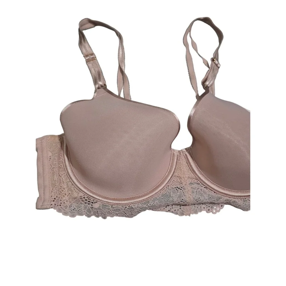 Sofia Vergara Bra 36D‎ Womens Pink Lace Trim Underwired Lined Adjustable Straps